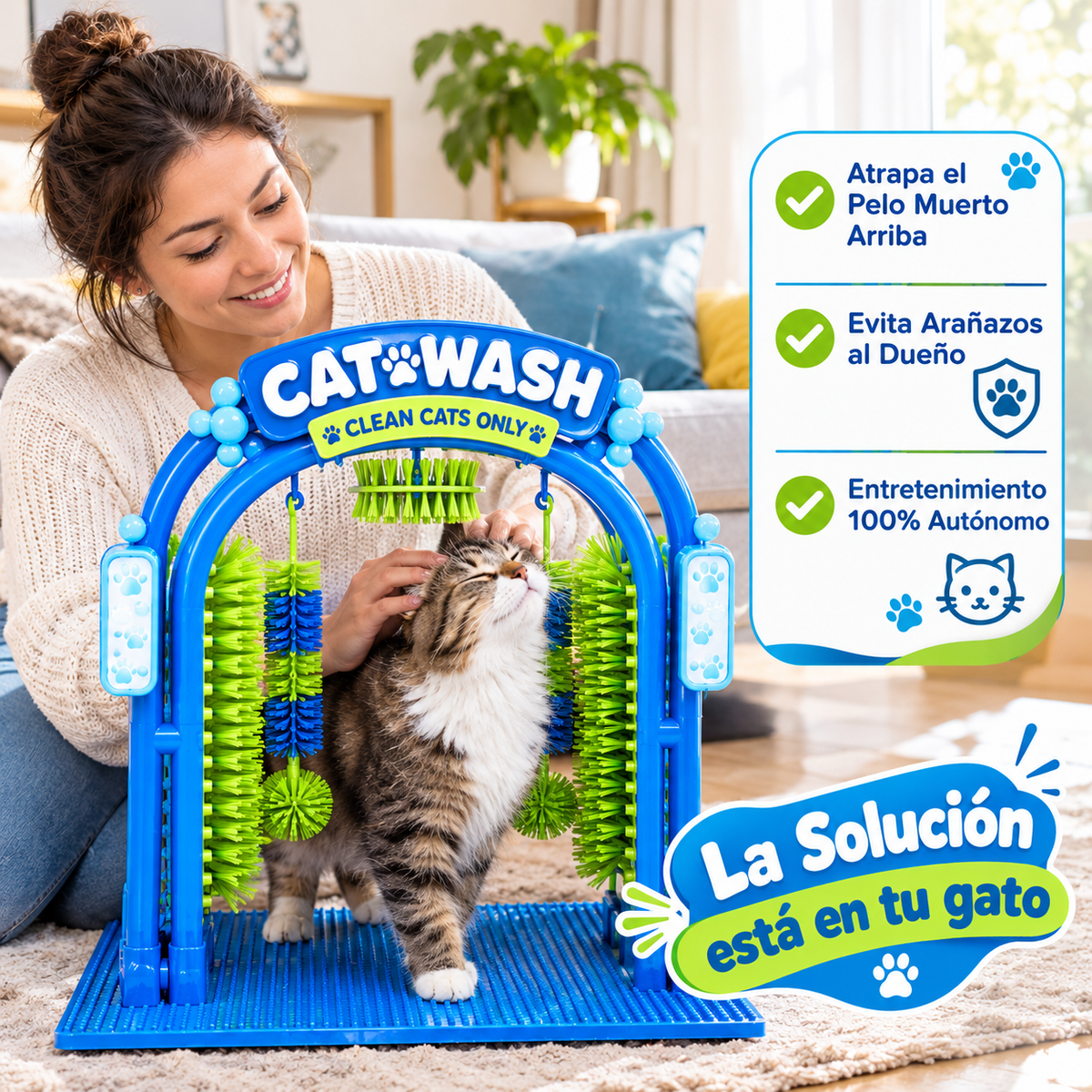 Estación de Aseo y Juego Interactivo para Gatos
